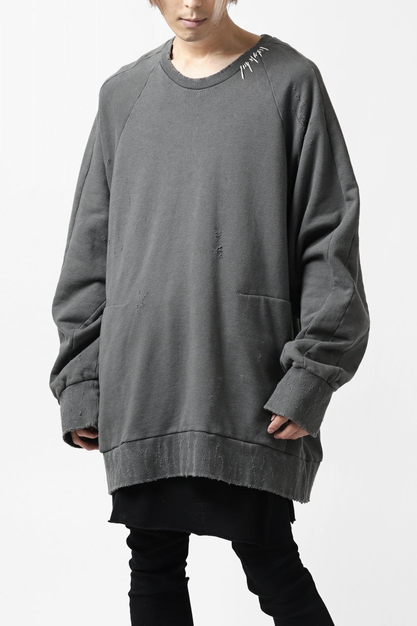 画像をギャラリービューアに読み込む, A.F ARTEFACT "FRAYED" DAMAGE LOOSEY SWEATER TOPS (GREY)