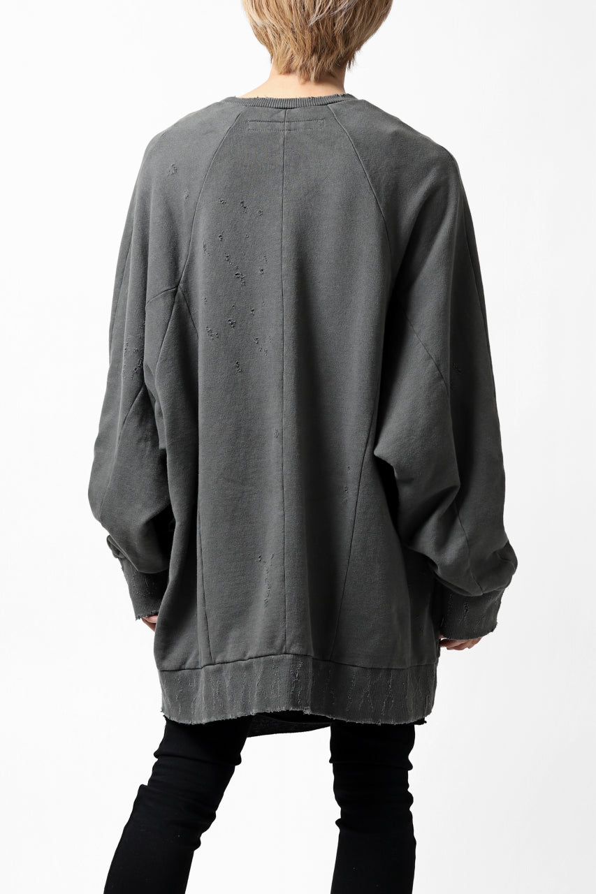 画像をギャラリービューアに読み込む, A.F ARTEFACT "FRAYED" DAMAGE LOOSEY SWEATER TOPS (GREY)