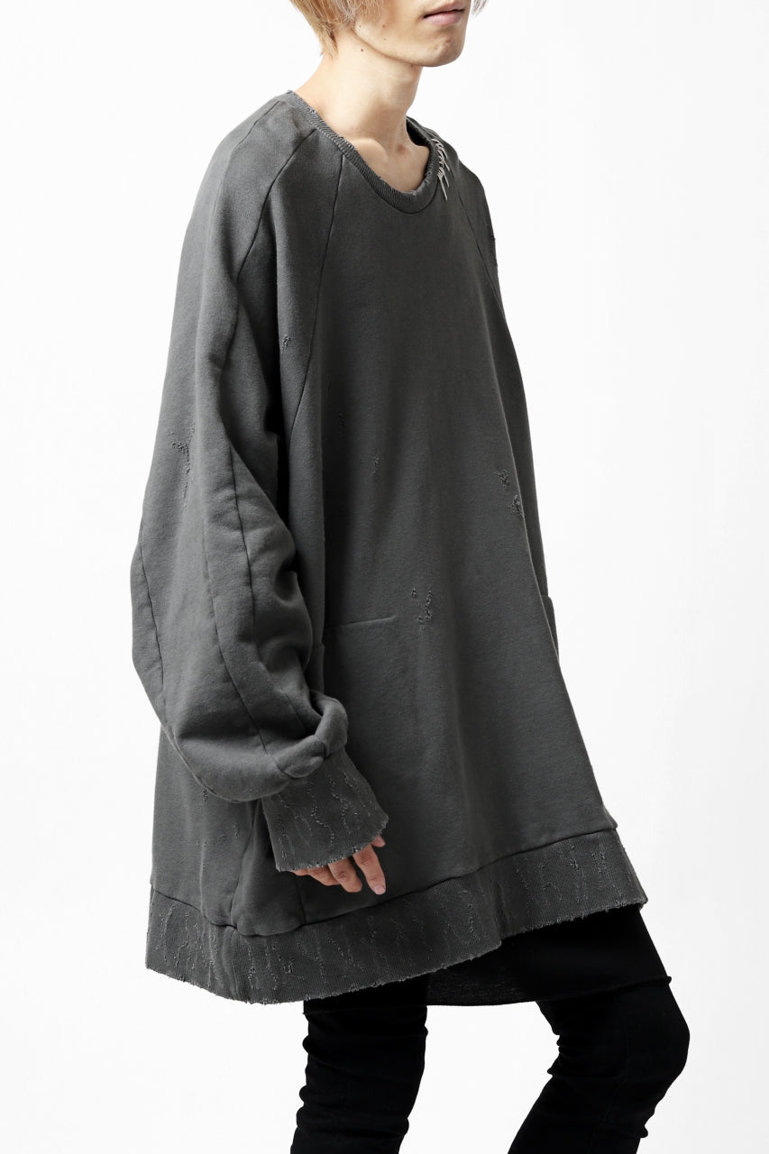 画像をギャラリービューアに読み込む, A.F ARTEFACT "FRAYED" DAMAGE LOOSEY SWEATER TOPS (GREY)