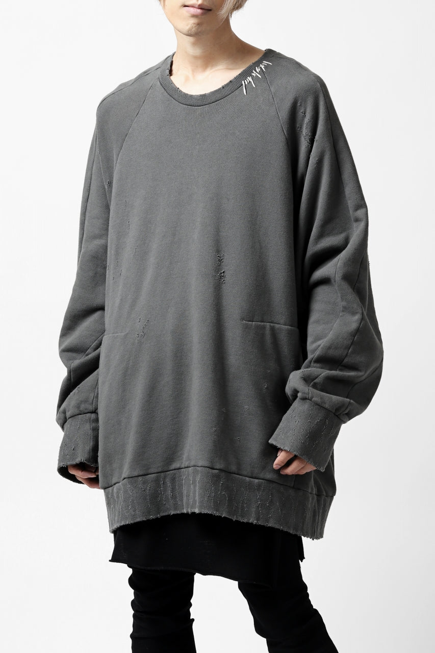 画像をギャラリービューアに読み込む, A.F ARTEFACT "FRAYED" DAMAGE LOOSEY SWEATER TOPS (GREY)