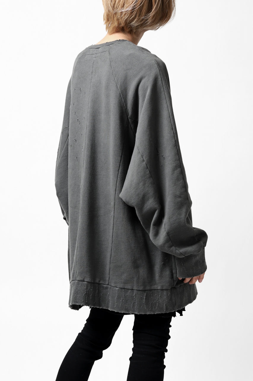 画像をギャラリービューアに読み込む, A.F ARTEFACT "FRAYED" DAMAGE LOOSEY SWEATER TOPS (GREY)