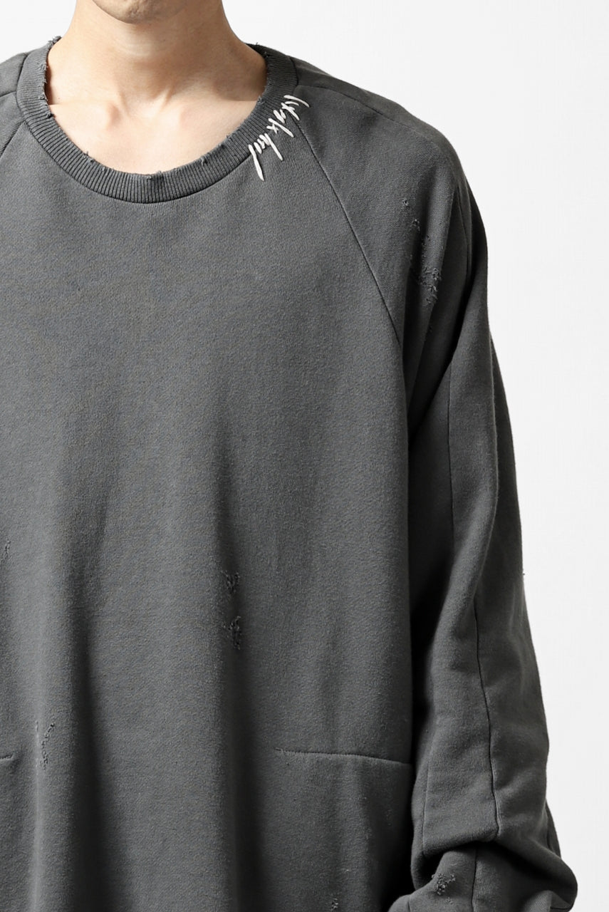 画像をギャラリービューアに読み込む, A.F ARTEFACT "FRAYED" DAMAGE LOOSEY SWEATER TOPS (GREY)