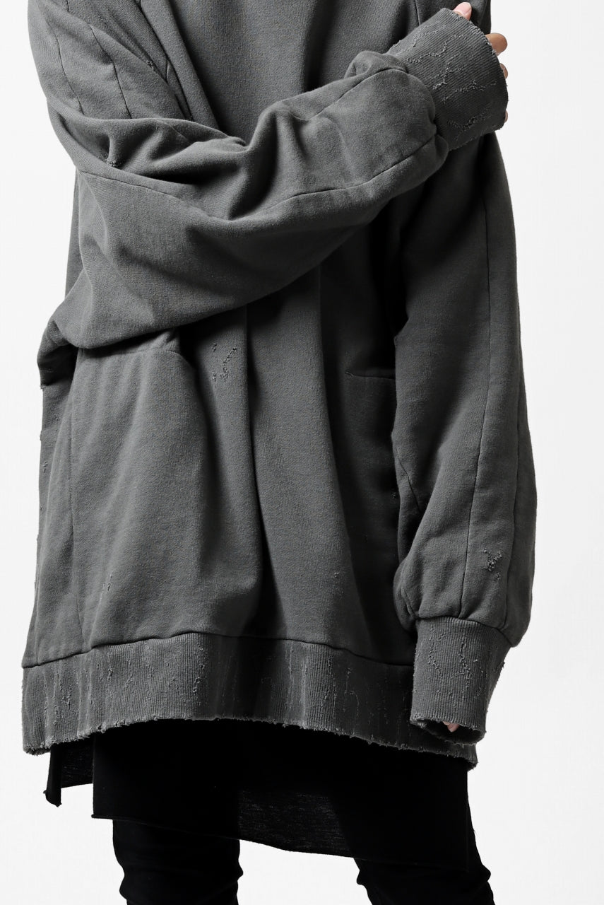 画像をギャラリービューアに読み込む, A.F ARTEFACT "FRAYED" DAMAGE LOOSEY SWEATER TOPS (GREY)
