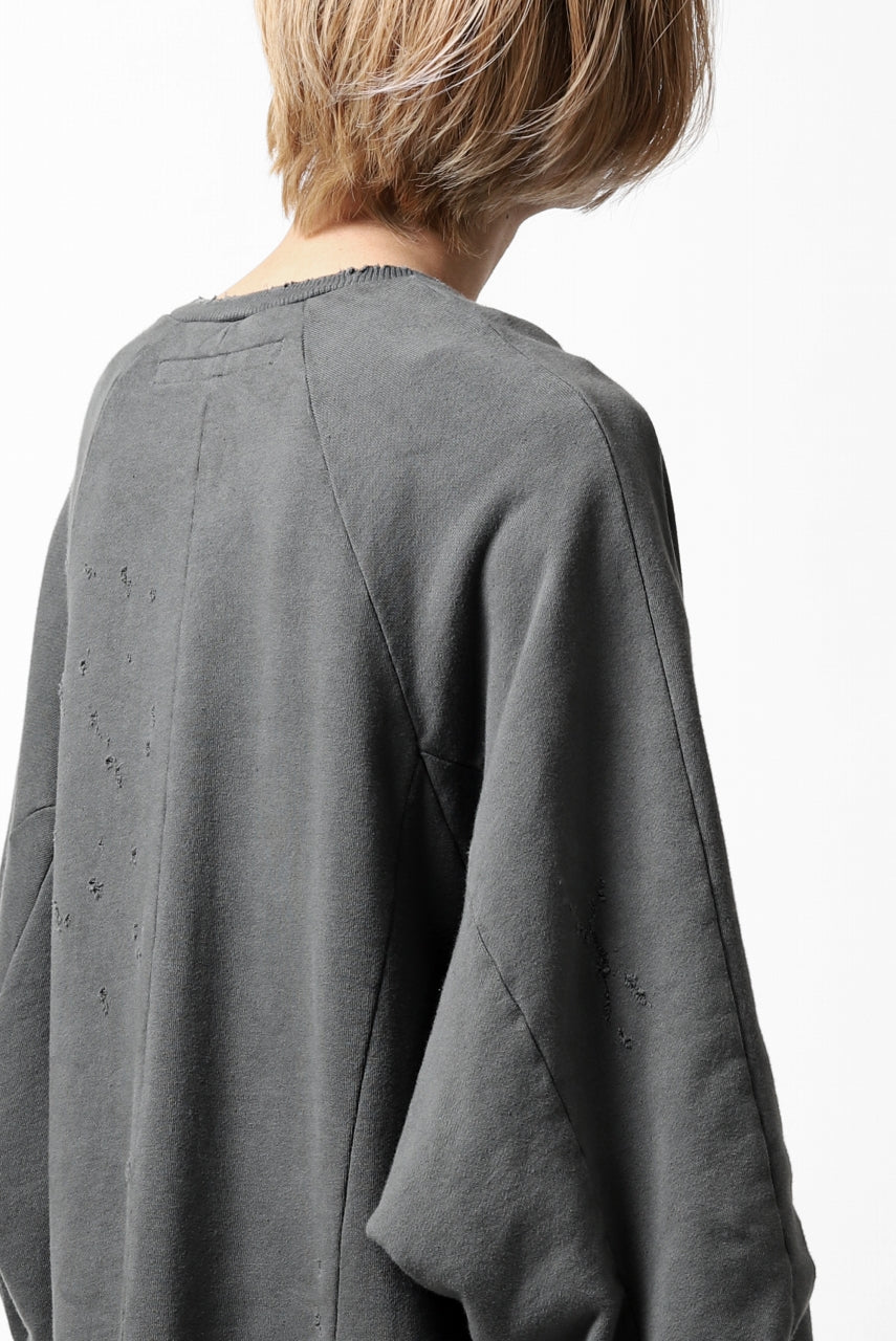 画像をギャラリービューアに読み込む, A.F ARTEFACT "FRAYED" DAMAGE LOOSEY SWEATER TOPS (GREY)