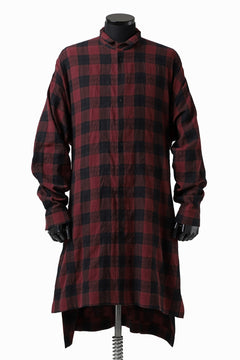 画像をギャラリービューアに読み込む, A.F ARTEFACT "cell" LONG GOWN CHECK SHIRT (RED x BLACK)