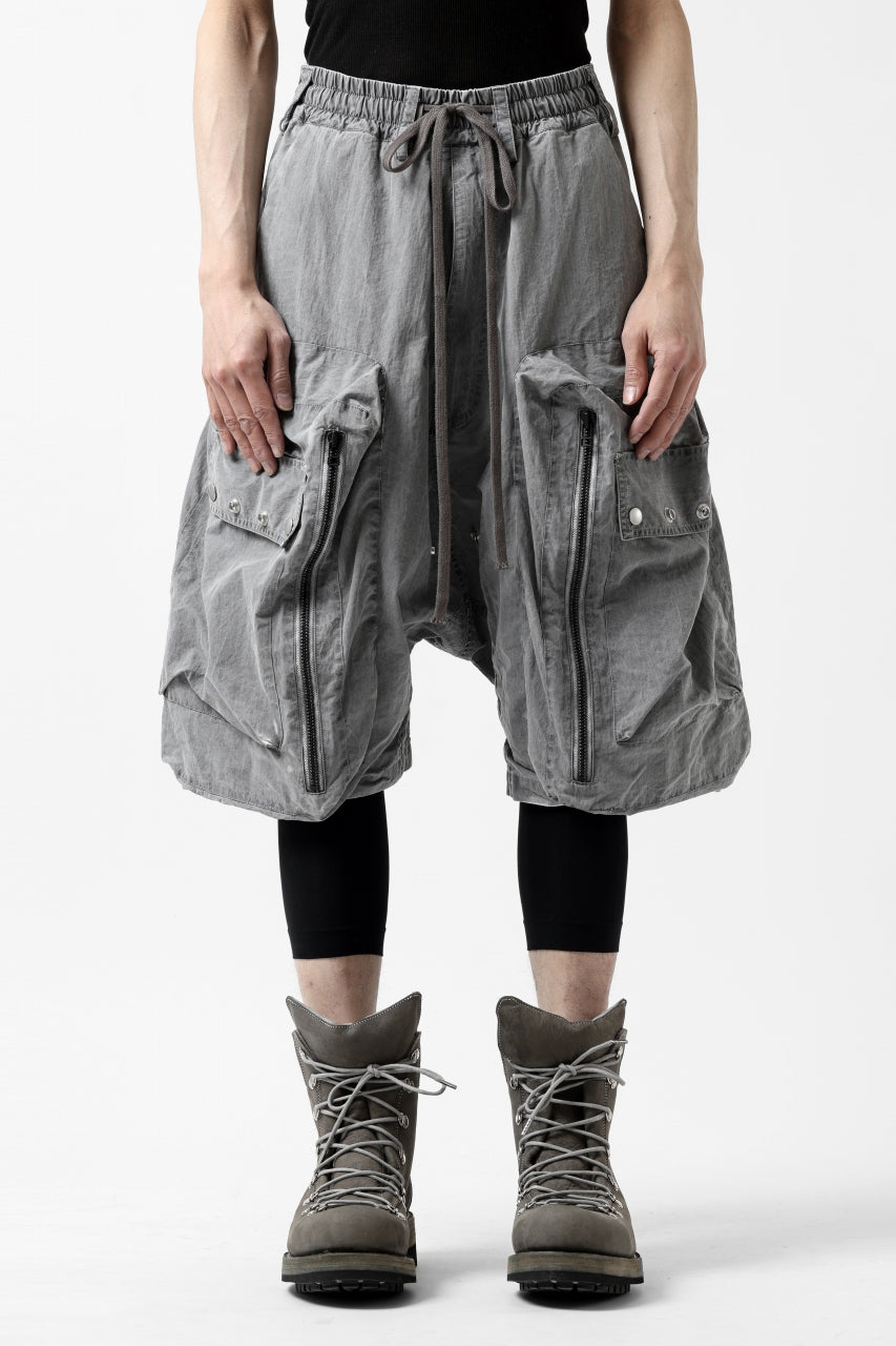 画像をギャラリービューアに読み込む, A.F ARTEFACT -BUSH- DUST DYED SARROUEL CARGO SHORTS (GREY)