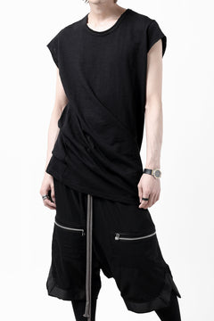 画像をギャラリービューアに読み込む, A.F ARTEFACT FRENCH SLEEVE TANK TOP / SLAB JERSEY (BLACK)