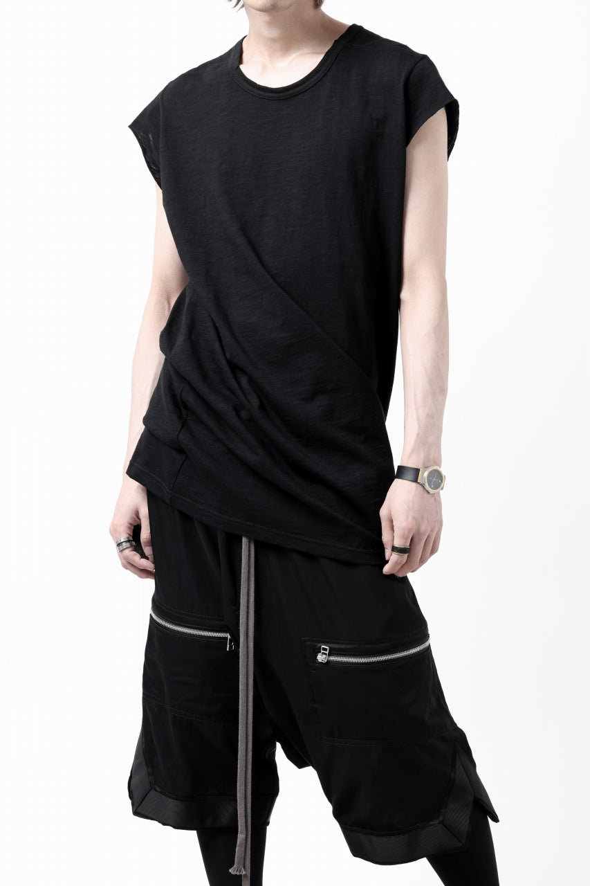 画像をギャラリービューアに読み込む, A.F ARTEFACT FRENCH SLEEVE TANK TOP / SLAB JERSEY (BLACK)
