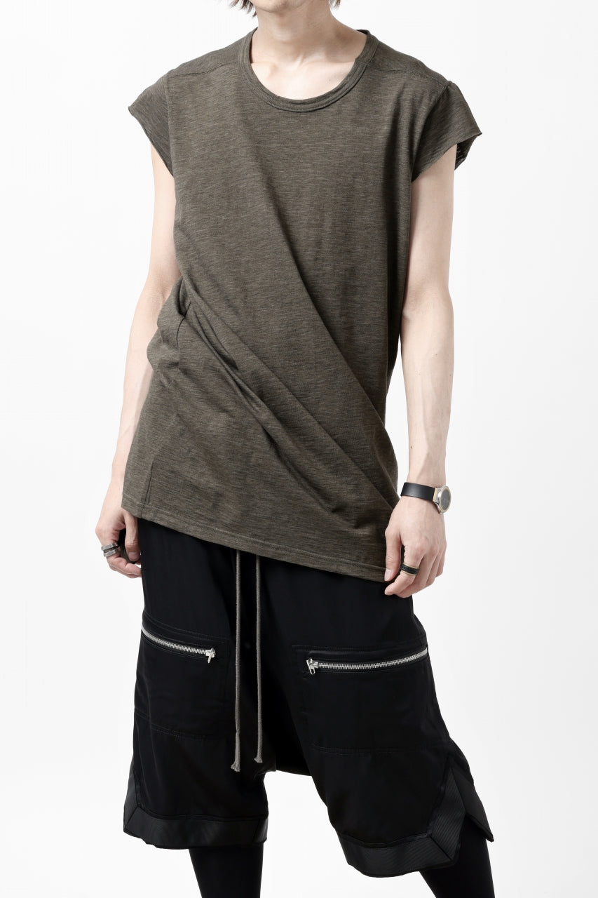 画像をギャラリービューアに読み込む, A.F ARTEFACT FRENCH SLEEVE TANK TOP / SLAB JERSEY (KHAKI)