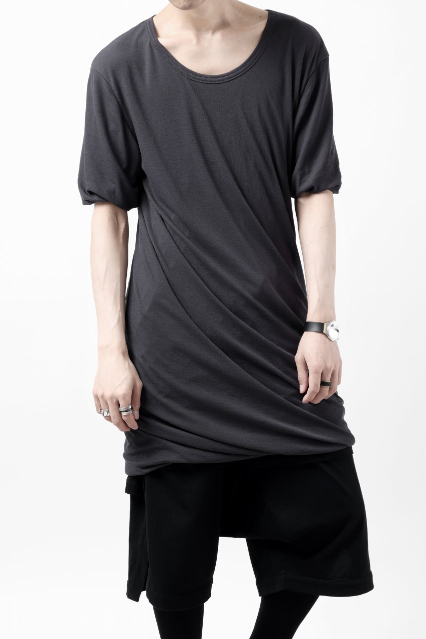 画像をギャラリービューアに読み込む, A.F ARTEFACT DOUBLELAYER  DRAPE T-SHIRT / SUPIMA C-JERSEY (D.GREY)
