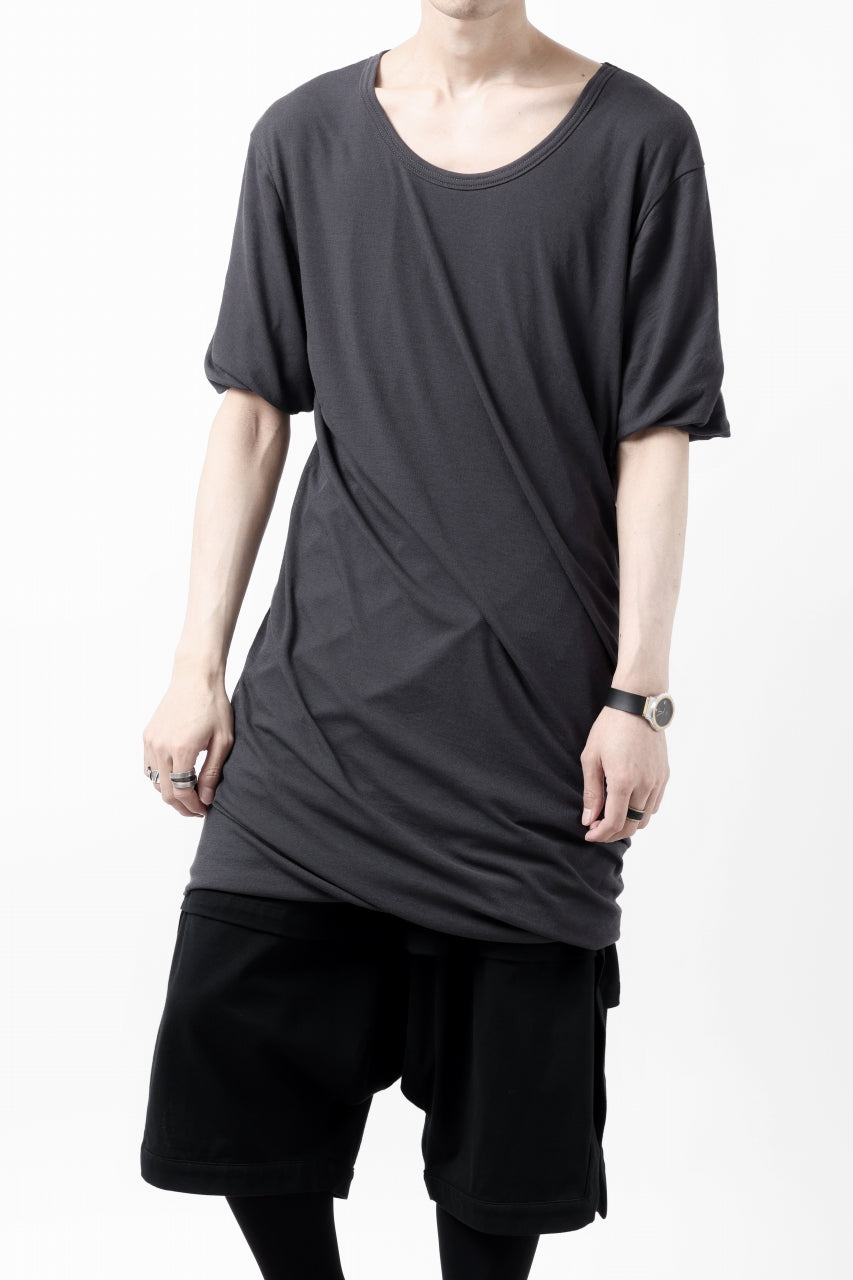 画像をギャラリービューアに読み込む, A.F ARTEFACT DOUBLELAYER  DRAPE T-SHIRT / SUPIMA C-JERSEY (D.GREY)