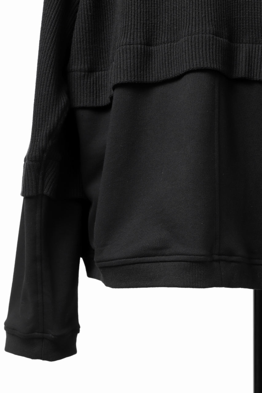 画像をギャラリービューアに読み込む, A.F ARTEFACT KNIT-COMBINATION ZIPPER HOODIE (ALL BLACK)