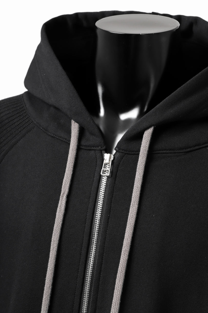 画像をギャラリービューアに読み込む, A.F ARTEFACT KNIT-COMBINATION ZIPPER HOODIE (ALL BLACK)