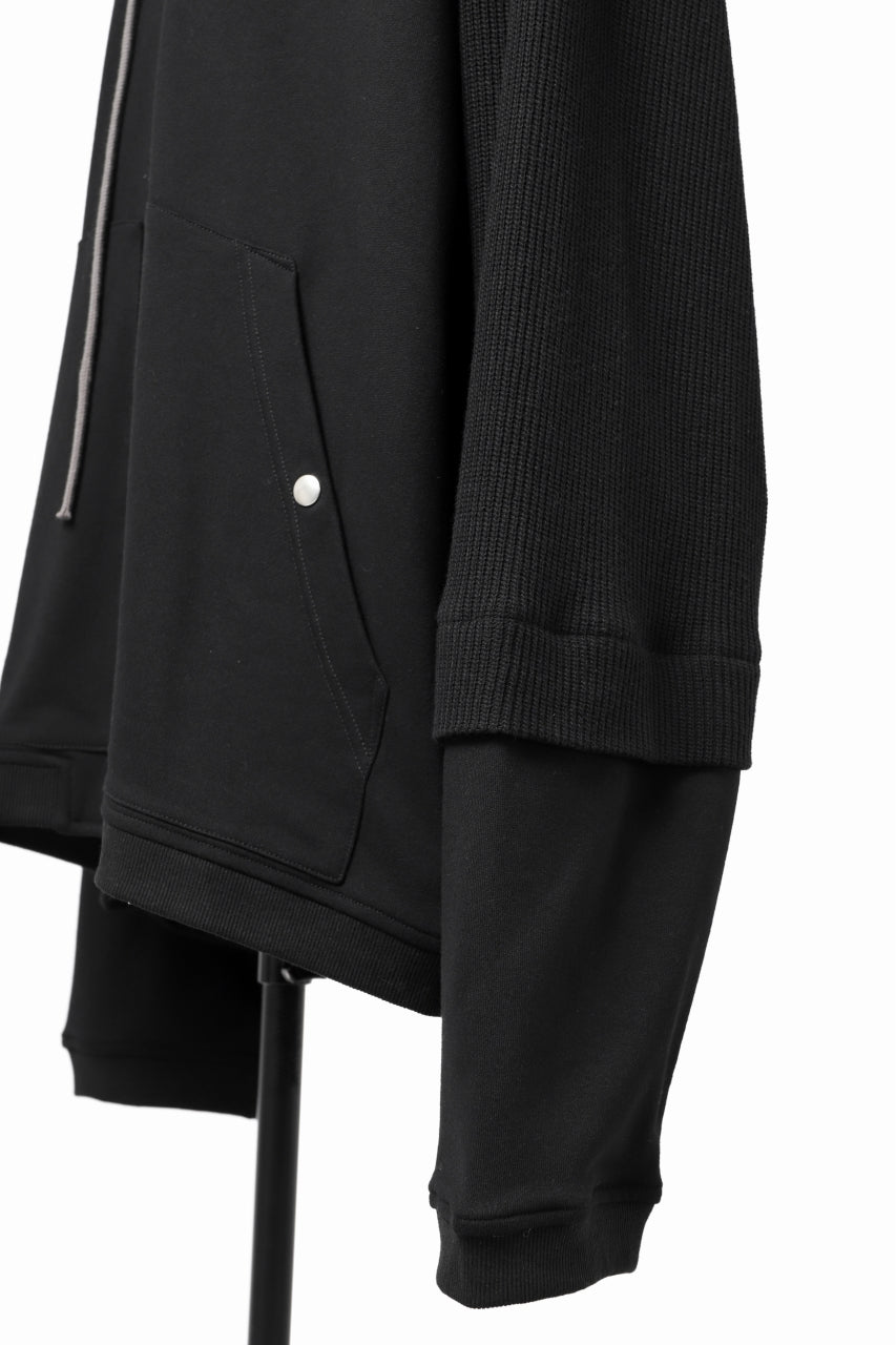 画像をギャラリービューアに読み込む, A.F ARTEFACT KNIT-COMBINATION ZIPPER HOODIE (ALL BLACK)