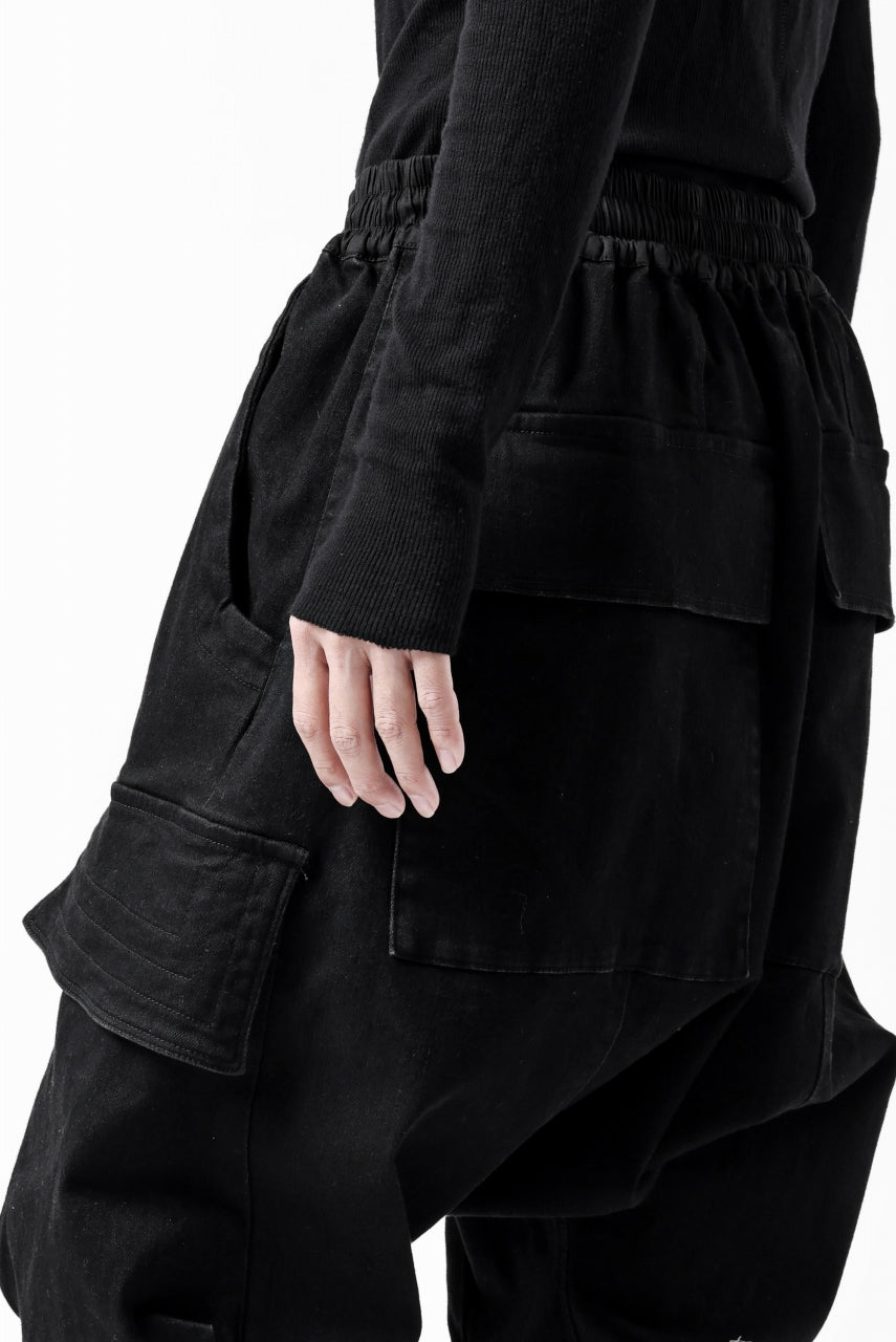 画像をギャラリービューアに読み込む, A.F ARTEFACT EASY SARROUEL CARGO PANTS / HI-STRETCH DENIM (BLACK)