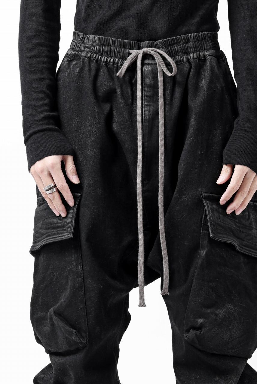 Load image into Gallery viewer, A.F ARTEFACT CARGO SAROUEL SKINNY PANTS / STRETCH COTTON DENIM (BLACK)