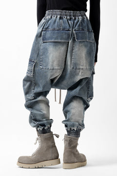 画像をギャラリービューアに読み込む, A.F ARTEFACT EASY SARROUEL CARGO PANTS / FADED AGEING DENIM (BLUE)