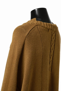 画像をギャラリービューアに読み込む, A.F ARTEFACT LOWGAUGE CABLE KNIT PULLOVER IRREGULAR-HEM (MUSTARD)