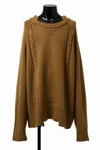 画像をギャラリービューアに読み込む, A.F ARTEFACT LOWGAUGE CABLE KNIT PULLOVER IRREGULAR-HEM (MUSTARD)