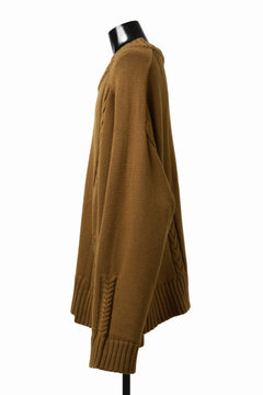 画像をギャラリービューアに読み込む, A.F ARTEFACT LOWGAUGE CABLE KNIT PULLOVER IRREGULAR-HEM (MUSTARD)