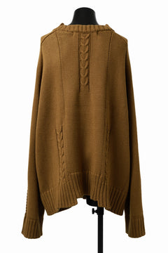画像をギャラリービューアに読み込む, A.F ARTEFACT LOWGAUGE CABLE KNIT PULLOVER IRREGULAR-HEM (MUSTARD)