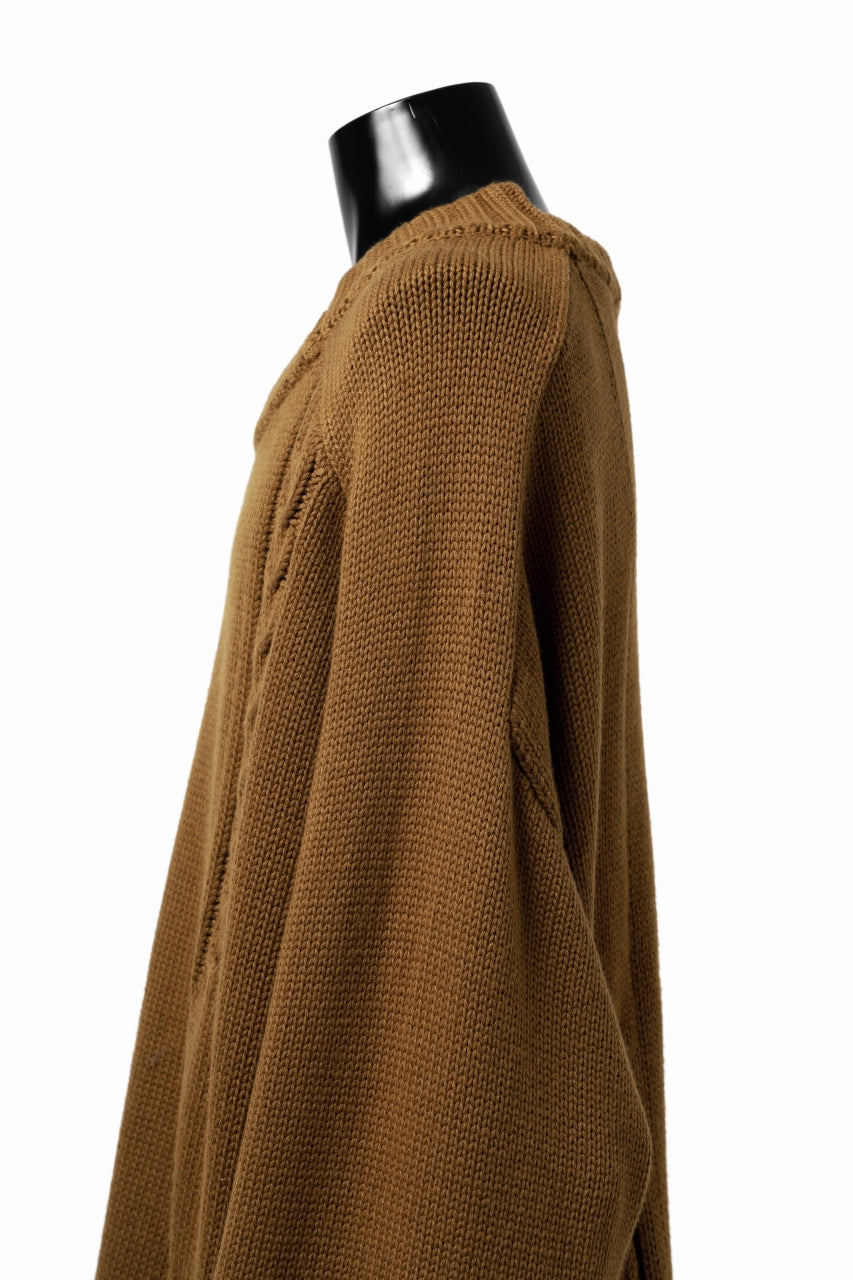 画像をギャラリービューアに読み込む, A.F ARTEFACT LOWGAUGE CABLE KNIT PULLOVER IRREGULAR-HEM (MUSTARD)