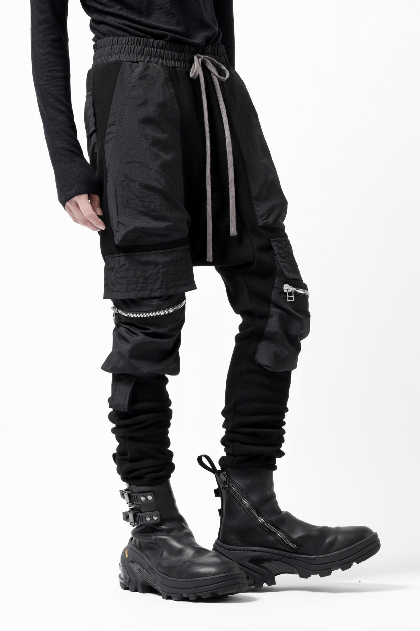 画像をギャラリービューアに読み込む, A.F ARTEFACT COMBINATION ZIPPER SARROUEL SKINNY PANTS / BOMBER HEAT® + NYLON (BLACK)