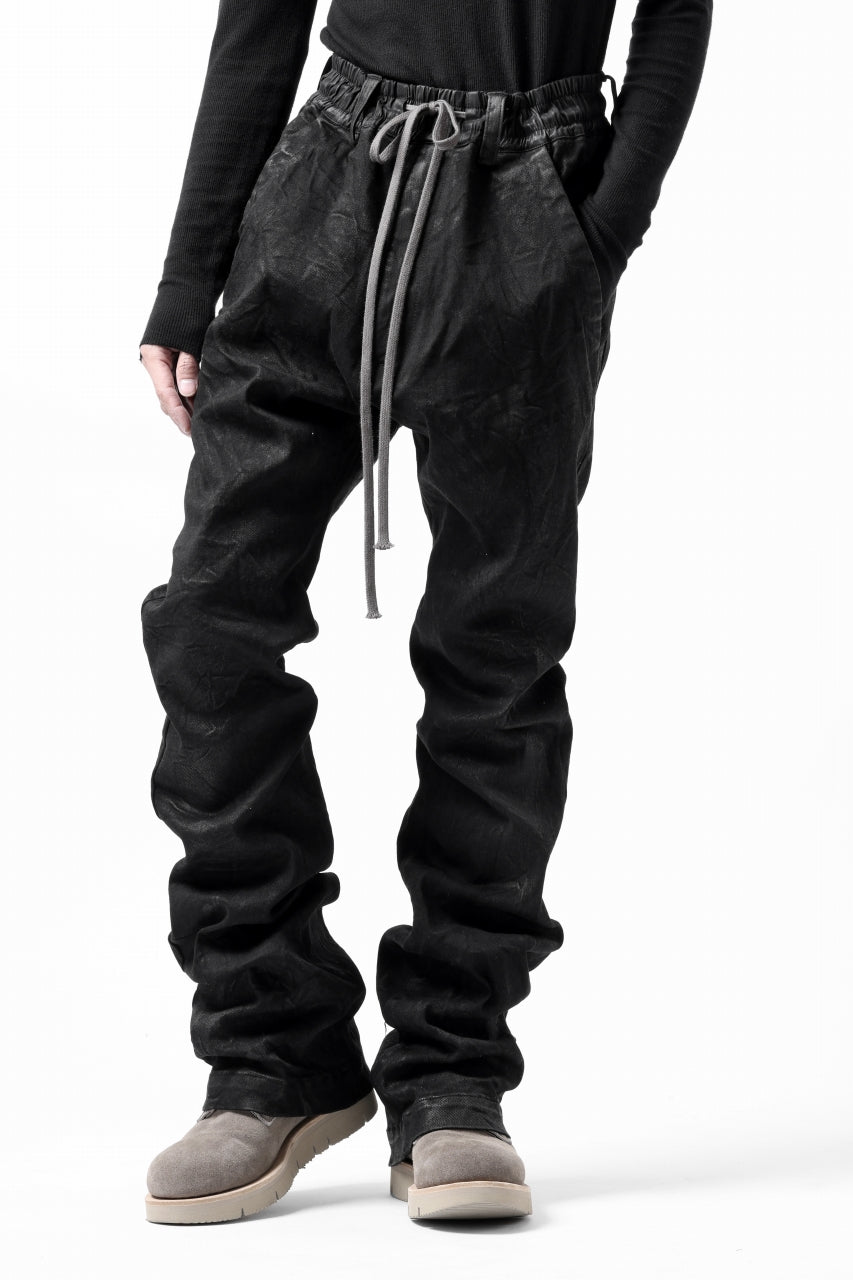 画像をギャラリービューアに読み込む, A.F ARTEFACT COATED FLARE LONG PANTS / HI-STRETCH DENIM (BLACK)