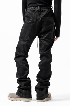 画像をギャラリービューアに読み込む, A.F ARTEFACT COATED FLARE LONG PANTS / HI-STRETCH DENIM (BLACK)