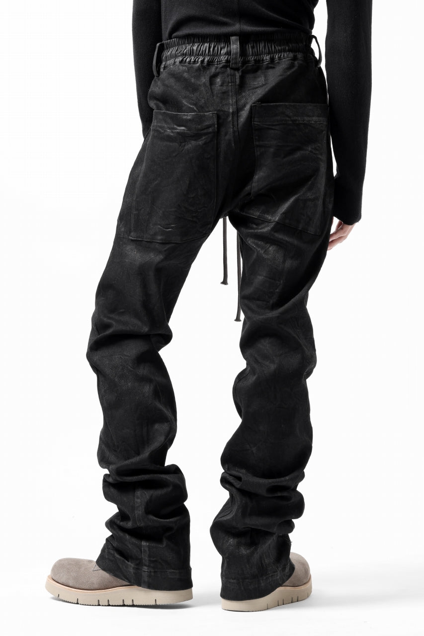 画像をギャラリービューアに読み込む, A.F ARTEFACT COATED FLARE LONG PANTS / HI-STRETCH DENIM (BLACK)
