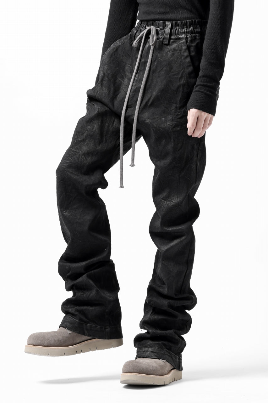 画像をギャラリービューアに読み込む, A.F ARTEFACT COATED FLARE LONG PANTS / HI-STRETCH DENIM (BLACK)