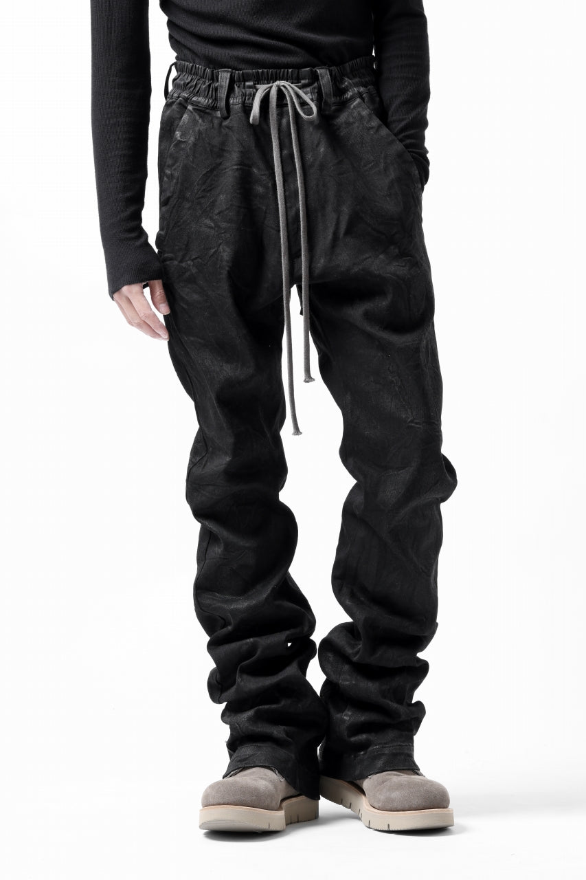 画像をギャラリービューアに読み込む, A.F ARTEFACT COATED FLARE LONG PANTS / HI-STRETCH DENIM (BLACK)