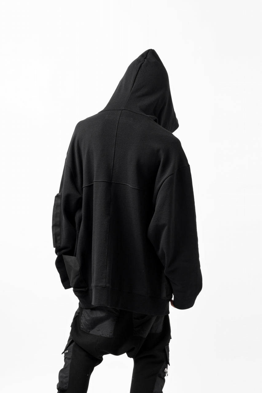 Load image into Gallery viewer, A.F ARTEFACT COMBI HOODIE PULLOVER PARKA / COTTON SWEAT (BLACK)