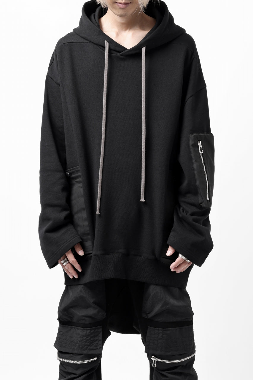 Load image into Gallery viewer, A.F ARTEFACT COMBI HOODIE PULLOVER PARKA / COTTON SWEAT (BLACK)