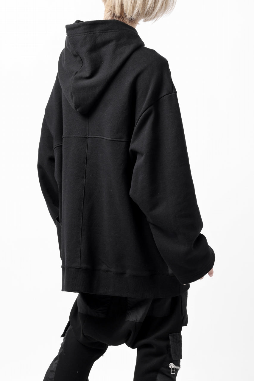 Load image into Gallery viewer, A.F ARTEFACT COMBI HOODIE PULLOVER PARKA / COTTON SWEAT (BLACK)