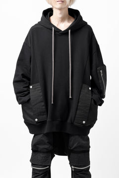 Load image into Gallery viewer, A.F ARTEFACT COMBI HOODIE PULLOVER PARKA / COTTON SWEAT (BLACK)