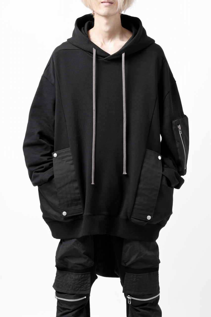 Load image into Gallery viewer, A.F ARTEFACT COMBI HOODIE PULLOVER PARKA / COTTON SWEAT (BLACK)