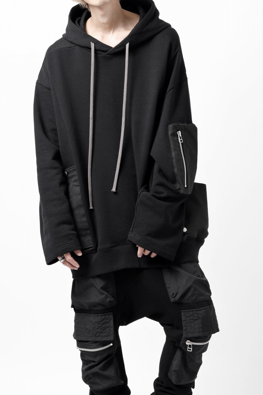 Load image into Gallery viewer, A.F ARTEFACT COMBI HOODIE PULLOVER PARKA / COTTON SWEAT (BLACK)