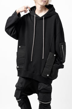 Load image into Gallery viewer, A.F ARTEFACT COMBI HOODIE PULLOVER PARKA / COTTON SWEAT (BLACK)
