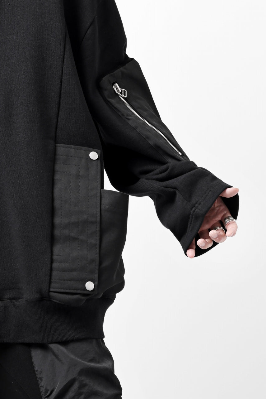 Load image into Gallery viewer, A.F ARTEFACT COMBI HOODIE PULLOVER PARKA / COTTON SWEAT (BLACK)