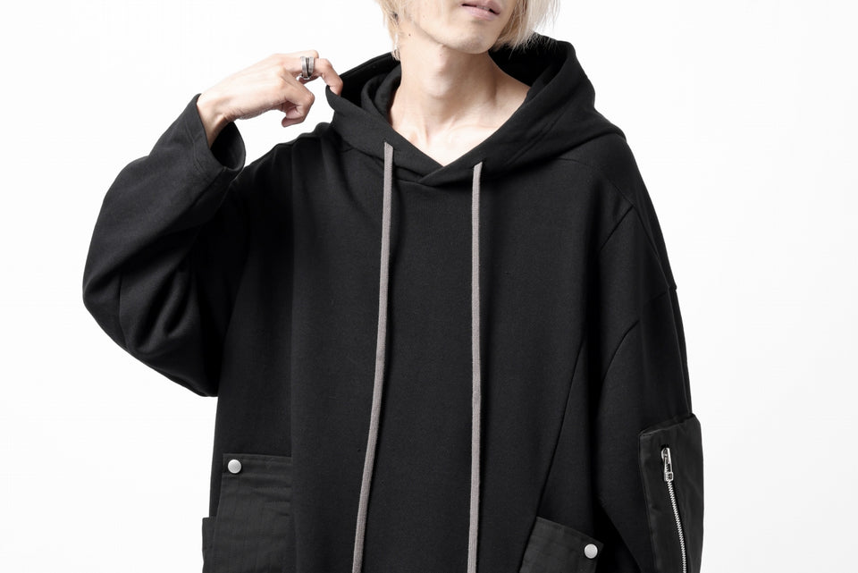 Load image into Gallery viewer, A.F ARTEFACT COMBI HOODIE PULLOVER PARKA / COTTON SWEAT (BLACK)