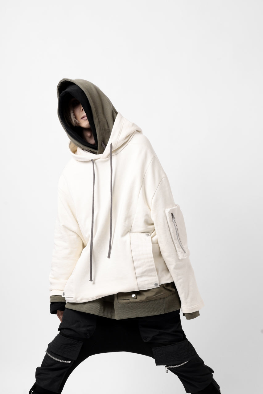 Load image into Gallery viewer, A.F ARTEFACT COMBI HOODIE PULLOVER PARKA / COTTON SWEAT (KHAKI)