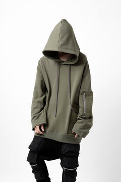 Load image into Gallery viewer, A.F ARTEFACT COMBI HOODIE PULLOVER PARKA / COTTON SWEAT (KHAKI)