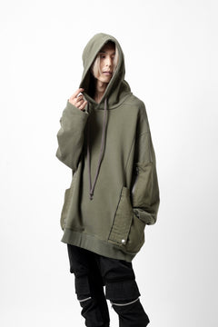 Load image into Gallery viewer, A.F ARTEFACT COMBI HOODIE PULLOVER PARKA / COTTON SWEAT (KHAKI)