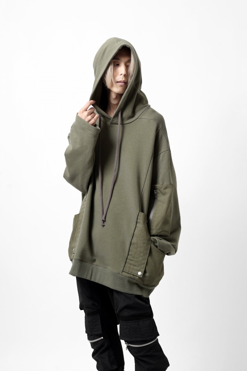 Load image into Gallery viewer, A.F ARTEFACT COMBI HOODIE PULLOVER PARKA / COTTON SWEAT (KHAKI)