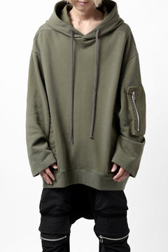Load image into Gallery viewer, A.F ARTEFACT COMBI HOODIE PULLOVER PARKA / COTTON SWEAT (KHAKI)