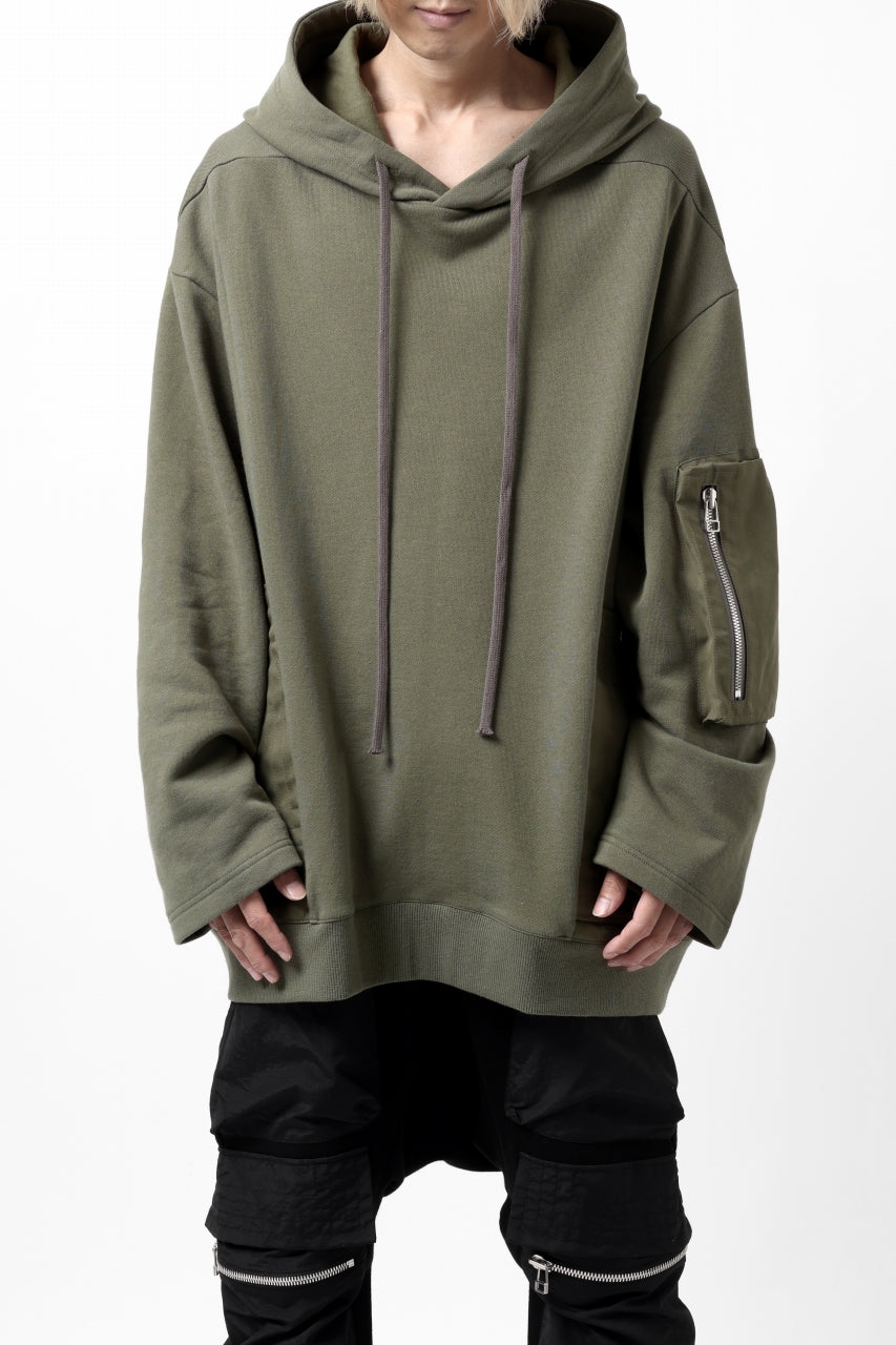 Load image into Gallery viewer, A.F ARTEFACT COMBI HOODIE PULLOVER PARKA / COTTON SWEAT (KHAKI)