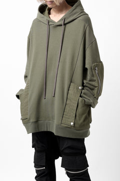 Load image into Gallery viewer, A.F ARTEFACT COMBI HOODIE PULLOVER PARKA / COTTON SWEAT (KHAKI)