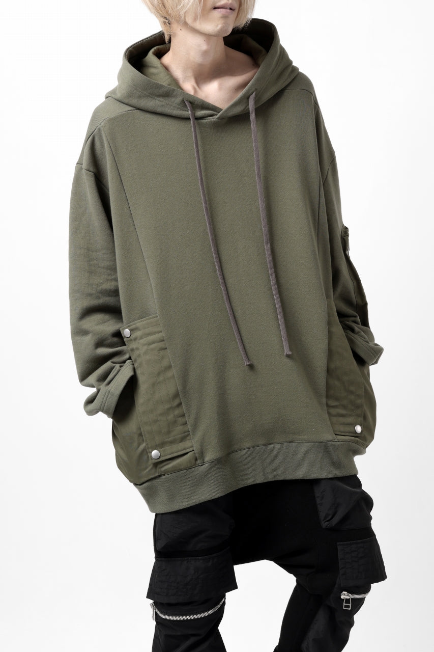 Load image into Gallery viewer, A.F ARTEFACT COMBI HOODIE PULLOVER PARKA / COTTON SWEAT (KHAKI)