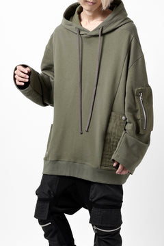 Load image into Gallery viewer, A.F ARTEFACT COMBI HOODIE PULLOVER PARKA / COTTON SWEAT (KHAKI)